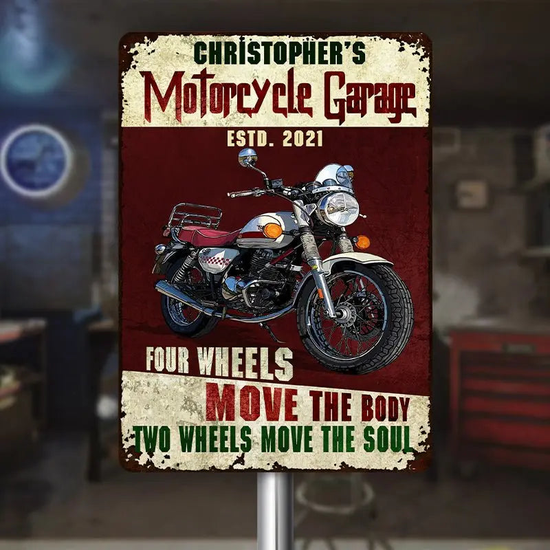 Garage - Garage Four Wheels - Personalized Metal Sign (LH) Metal Sign The Next Custom Gift