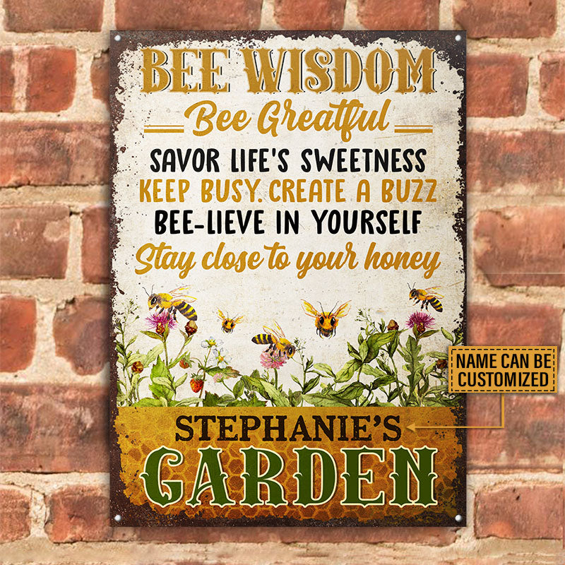 Garden Bee Wisdom Custom Classic Metal Signs