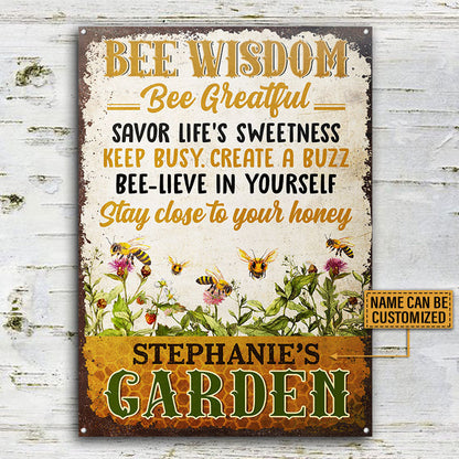 Garden Bee Wisdom Custom Classic Metal Signs