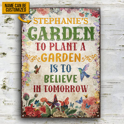 Garden Believe In Tomorrow, Outdoor Garden Decor, Custom Classic Metal Signs