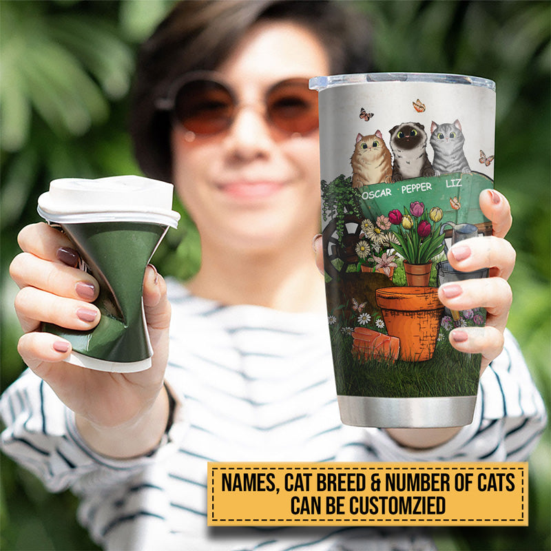 Garden Cat Gardener Plant Lover I Just Want To Work Custom Tumbler