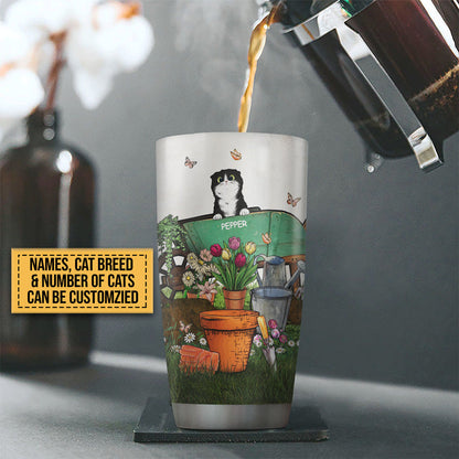 Garden Cat Gardener Plant Lover I Just Want To Work Custom Tumbler