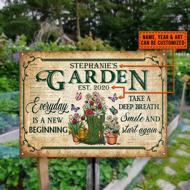 Garden Dictionary Everyday Is A New Beginning Custom Classic Metal Signs
