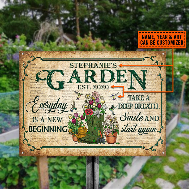 Garden Dictionary Everyday Is A New Beginning Custom Classic Metal Signs