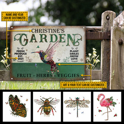 Garden Floral Art Plant Smiles Grow Love Custom Classic Metal Signs