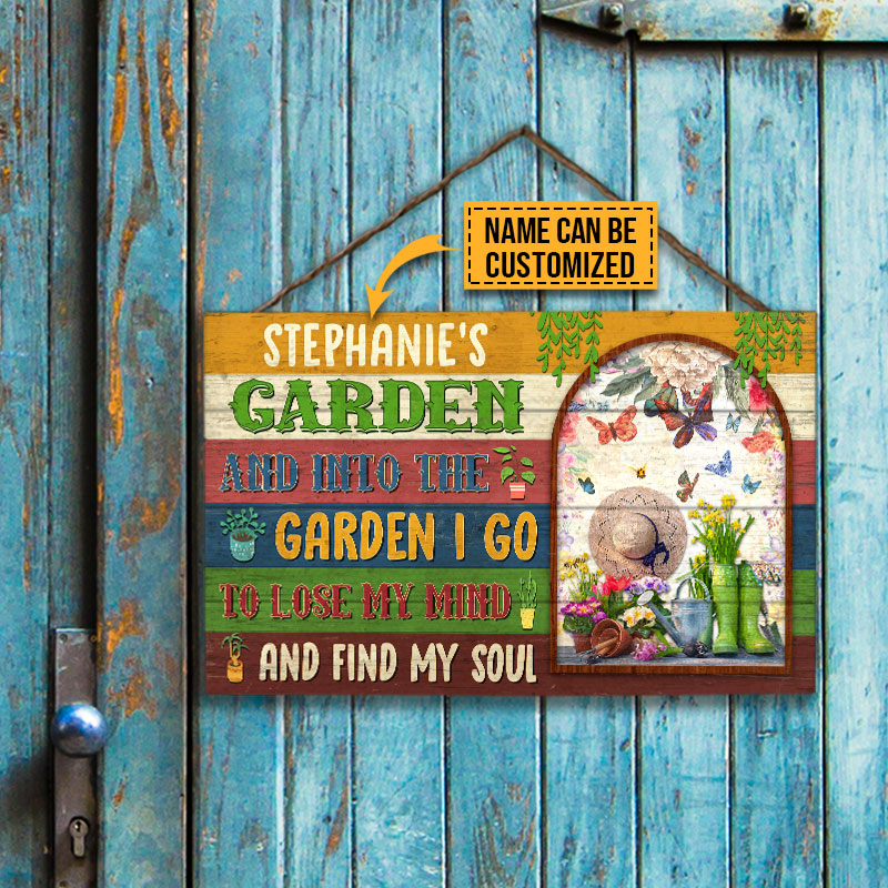 Garden Flowers Lose Mind Find Soul Custom Wood Rectangle Sign, Garden Decor