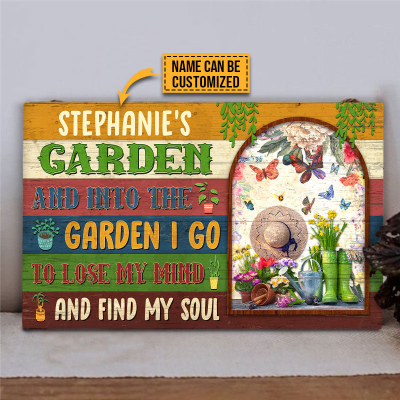 Garden Flowers Lose Mind Find Soul Custom Wood Rectangle Sign, Garden Decor