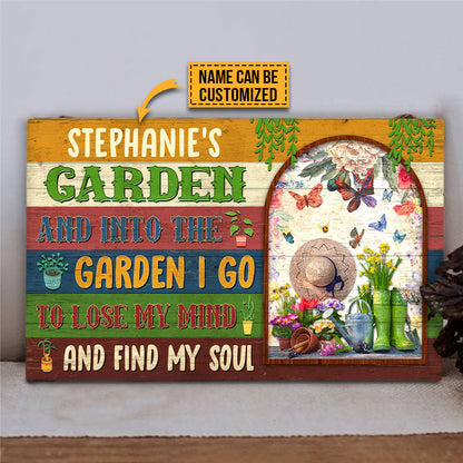 Garden Flowers Lose Mind Find Soul Custom Wood Rectangle Sign, Garden Decor