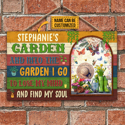 Garden Flowers Lose Mind Find Soul Custom Wood Rectangle Sign, Garden Decor
