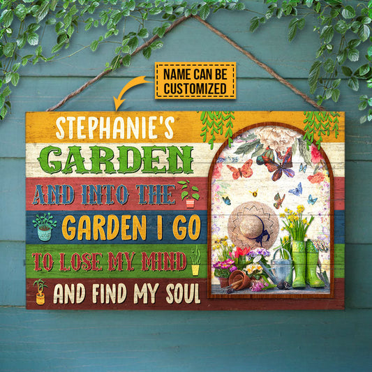 Garden Flowers Lose Mind Find Soul Custom Wood Rectangle Sign, Garden Decor