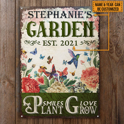 Garden Flowers Pollinators Plant Smiles Grow Love Custom Classic Metal Signs