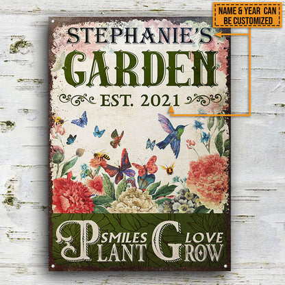 Garden Flowers Pollinators Plant Smiles Grow Love Custom Classic Metal Signs
