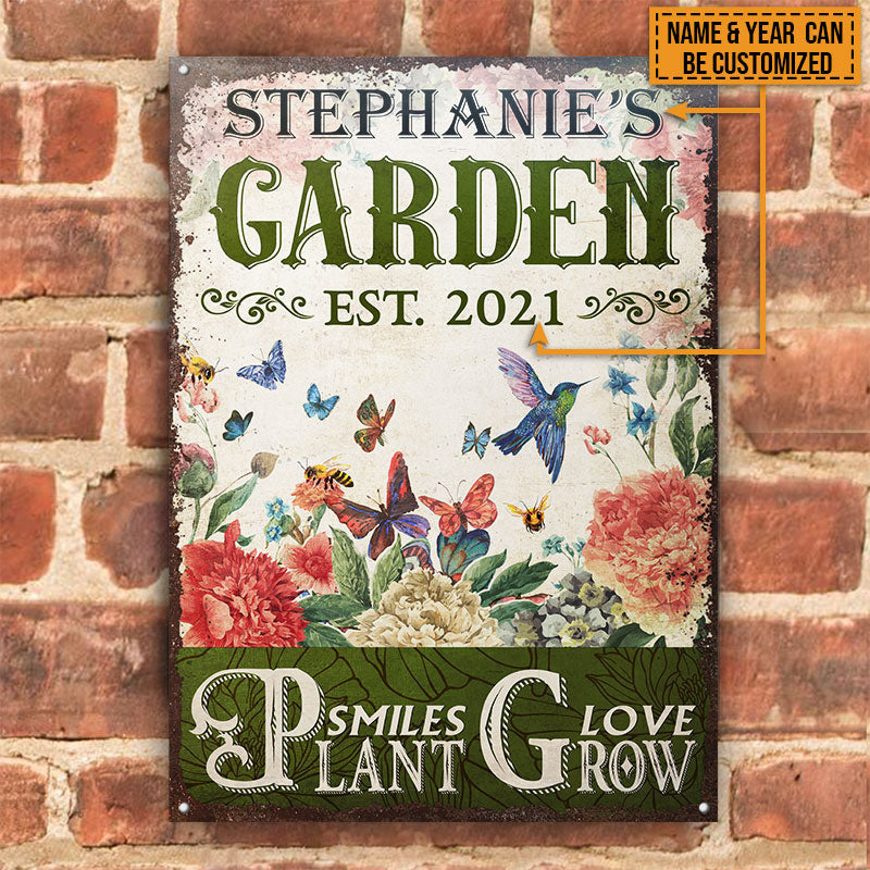 Garden Flowers Pollinators Plant Smiles Grow Love Custom Classic Metal Signs