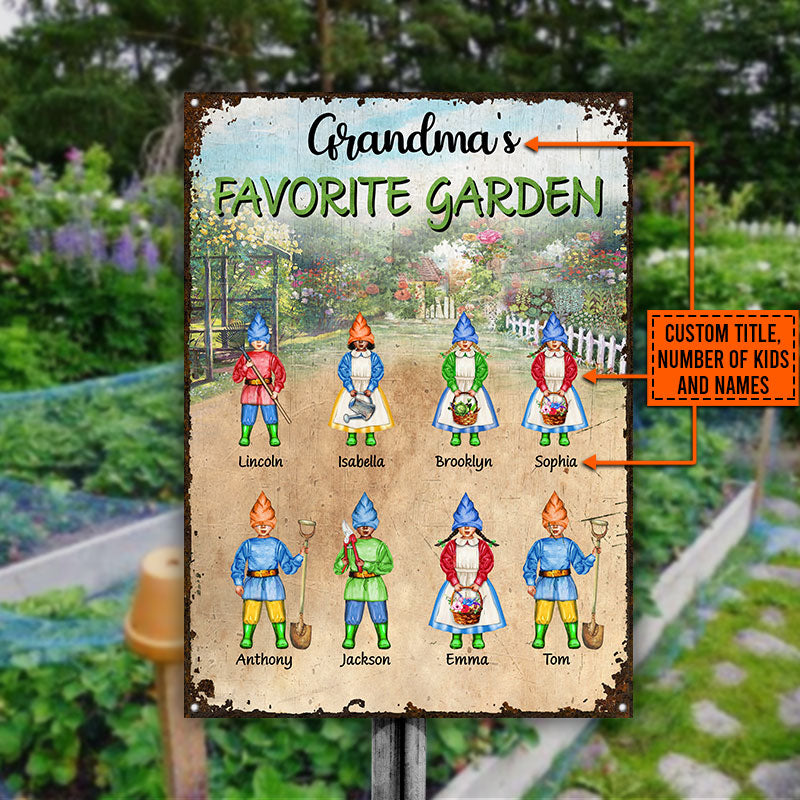 Garden Grandma Grandpa Favorite Garden Custom Classic Metal Signs
