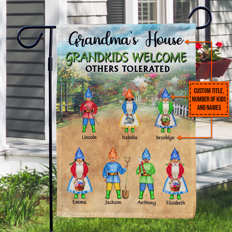 Garden Grandma Grandpa House Grandkids Welcome Others Tolerated Custom Flag