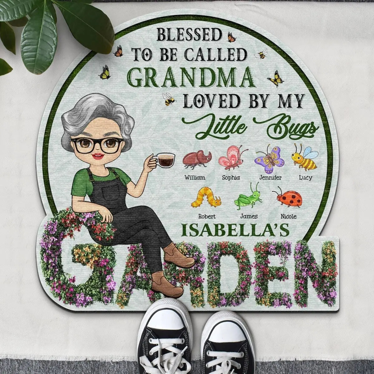 Garden Lovers - Beware A Crazy Plant Lady Lives Here - Personalized Custom Shaped Doormat (NM) Doormat The Next Custom Gift