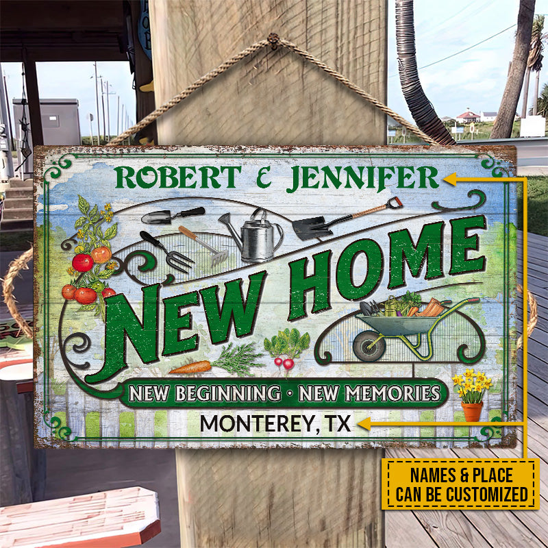 Garden Married Couple New Home Custom Wood Rectangle Sign