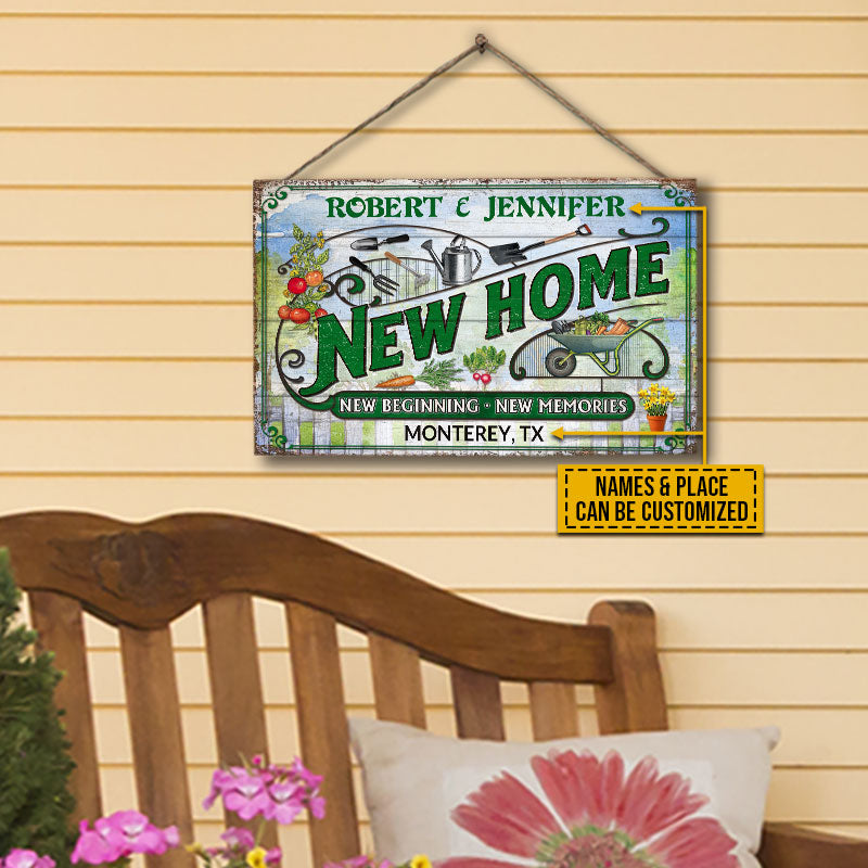 Garden Married Couple New Home Custom Wood Rectangle Sign