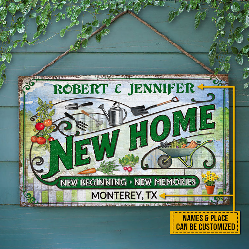 Garden Married Couple New Home Custom Wood Rectangle Sign