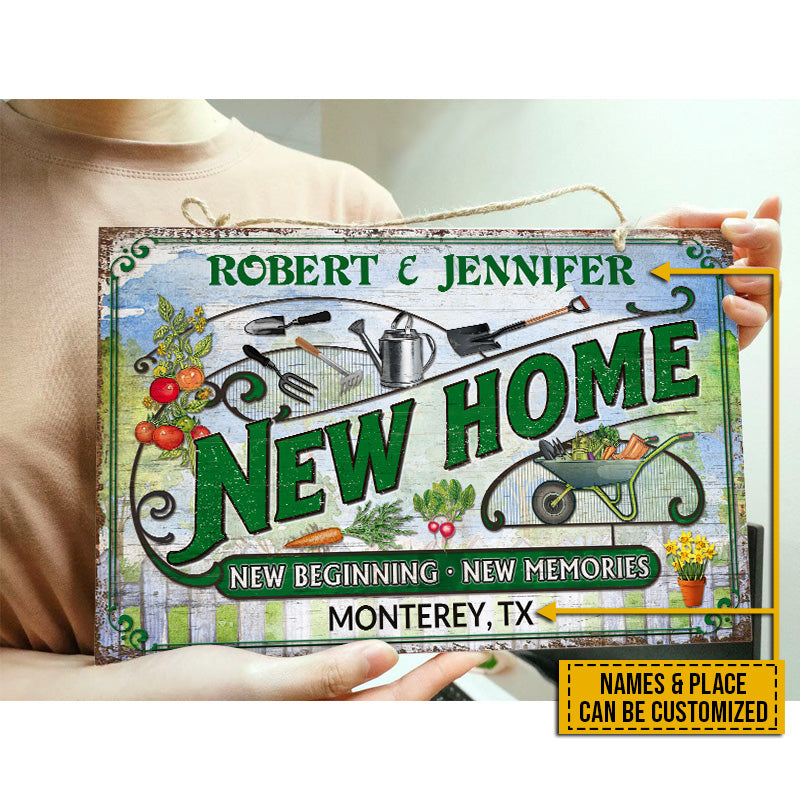 Garden Married Couple New Home Custom Wood Rectangle Sign