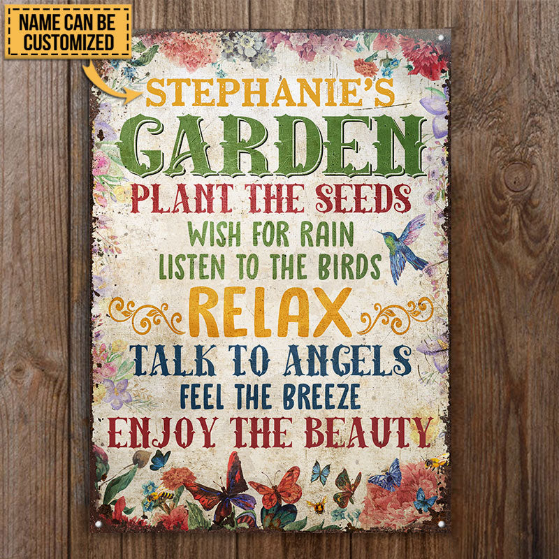 Garden Plant The Seeds Enjoy The Beauty Custom Classic Metal Signs