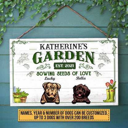 Garden Sowing Seeds Of Love, Yard Sign, Dog Lover Gift, Custom Wood Rectangle Sign