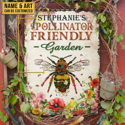 Garden Floral Art All Pollinators Watercolor Custom Classic Metal Signs
