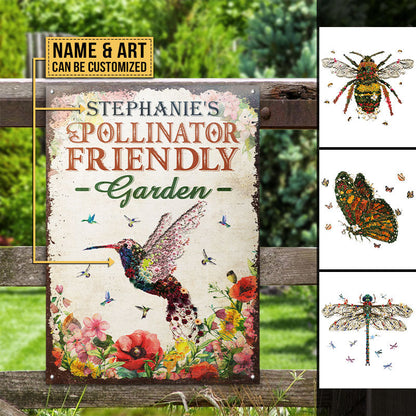 Garden Floral Art All Pollinators Watercolor Custom Classic Metal Signs