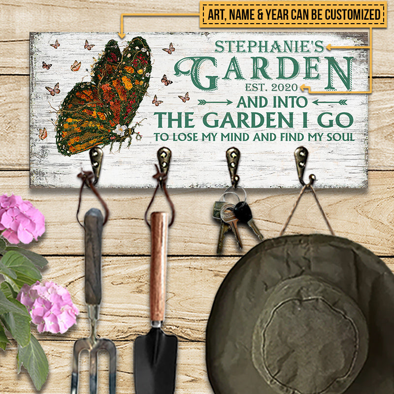 Garden Floral Art Find My Soul Personalized Custom Wood Key Holder