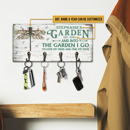 Garden Floral Art Find My Soul Personalized Custom Wood Key Holder