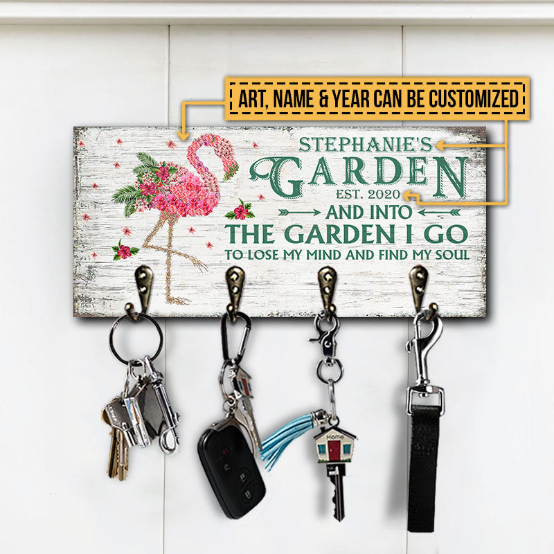 Garden Floral Art Find My Soul Personalized Custom Wood Key Holder