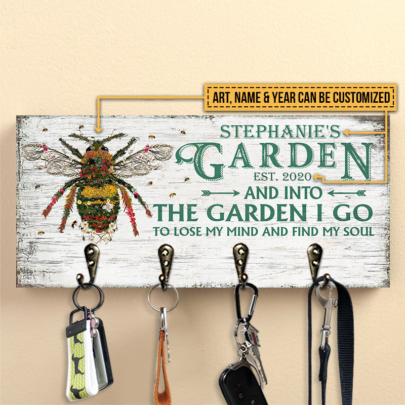 Garden Floral Art Find My Soul Personalized Custom Wood Key Holder