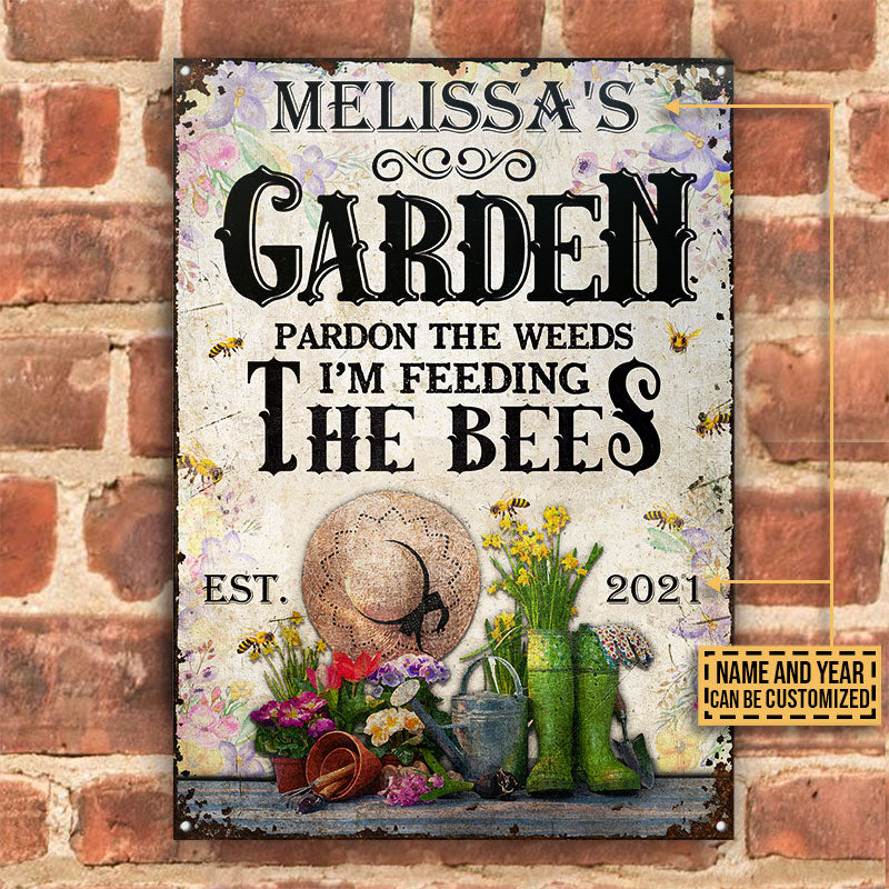 Gardening Floral Feeding The Bees Custom Classic Metal Signs