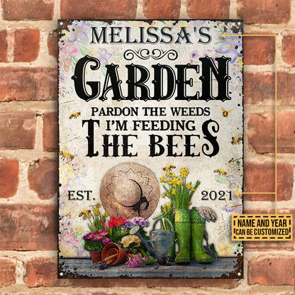 Gardening Floral Feeding The Bees Custom Classic Metal Signs