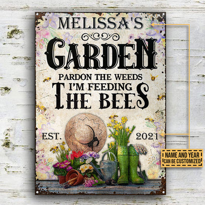 Gardening Floral Feeding The Bees Custom Classic Metal Signs