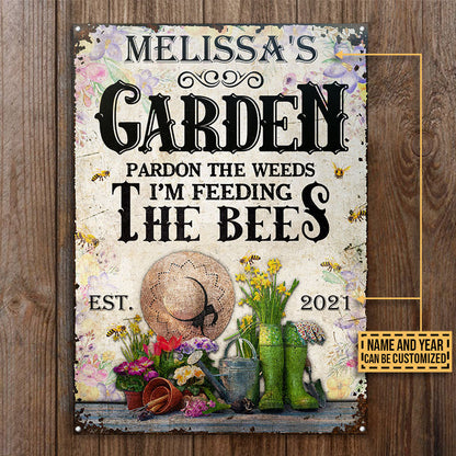 Gardening Floral Feeding The Bees Custom Classic Metal Signs