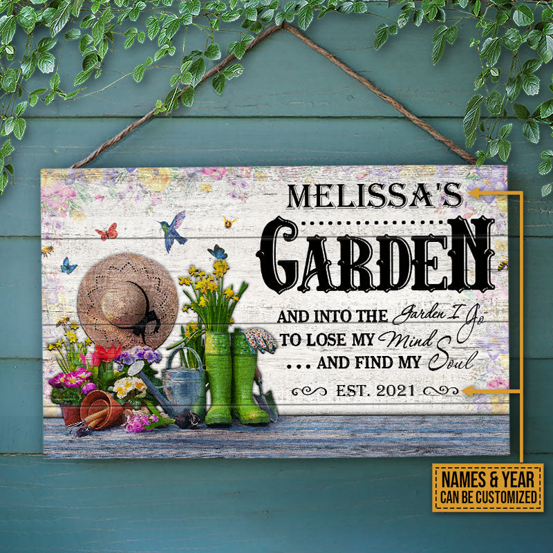 Gardening Floral Into The Garden I Go Custom Wood Rectangle Sign