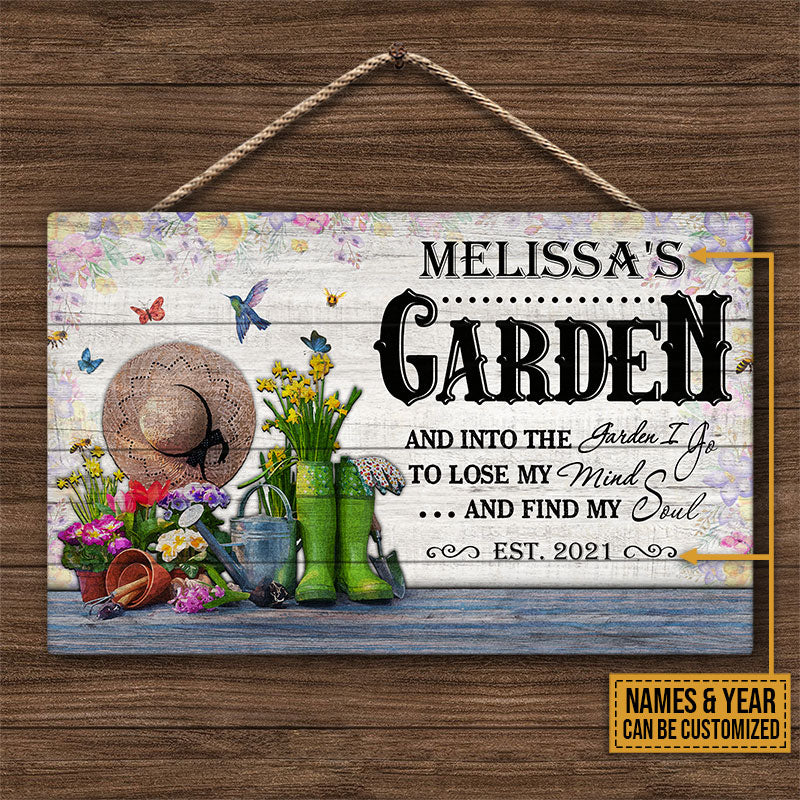 Gardening Floral Into The Garden I Go Custom Wood Rectangle Sign