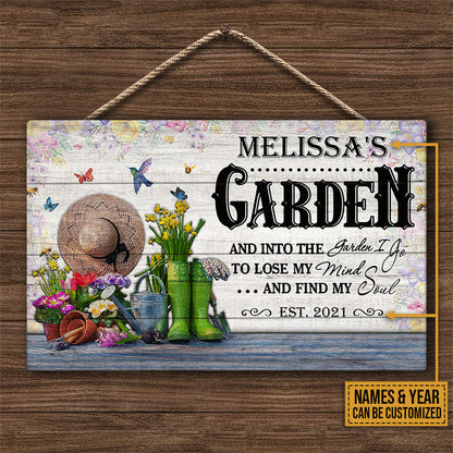 Gardening Floral Into The Garden I Go Custom Wood Rectangle Sign