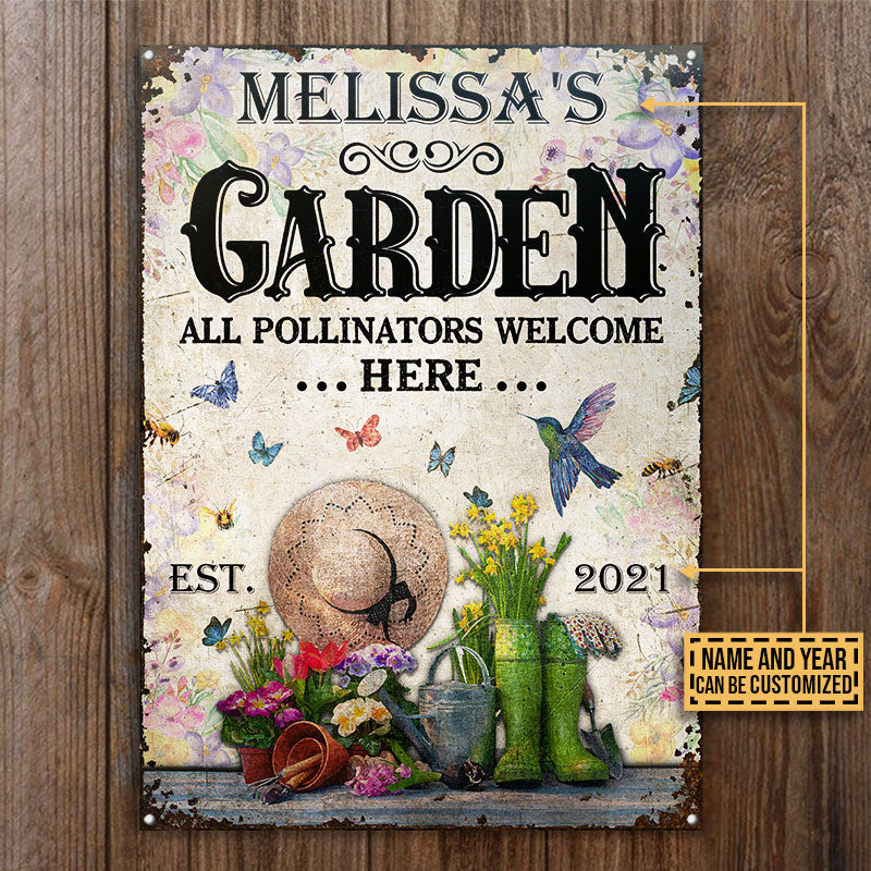 Gardening Floral Pollinators Welcome Custom Classic Metal Signs