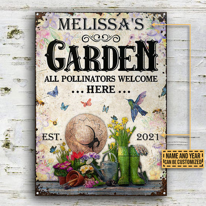 Gardening Floral Pollinators Welcome Custom Classic Metal Signs