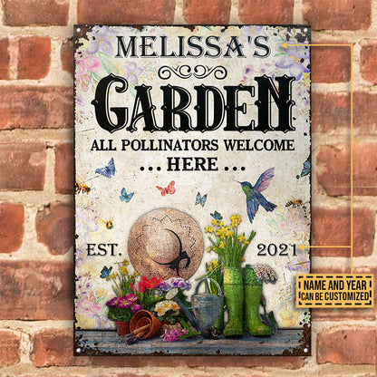 Gardening Floral Pollinators Welcome Custom Classic Metal Signs
