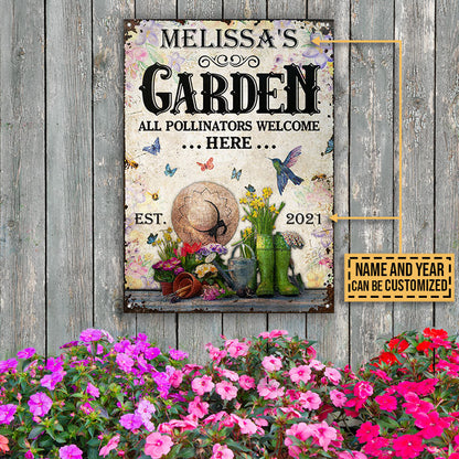 Gardening Floral Pollinators Welcome Custom Classic Metal Signs