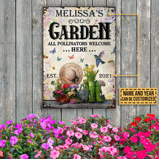 Gardening Floral Pollinators Welcome Custom Classic Metal Signs