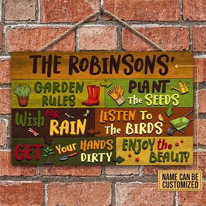 Gardening Garden Rules Custom Wood Rectangle Sign