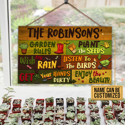 Gardening Garden Rules Custom Wood Rectangle Sign