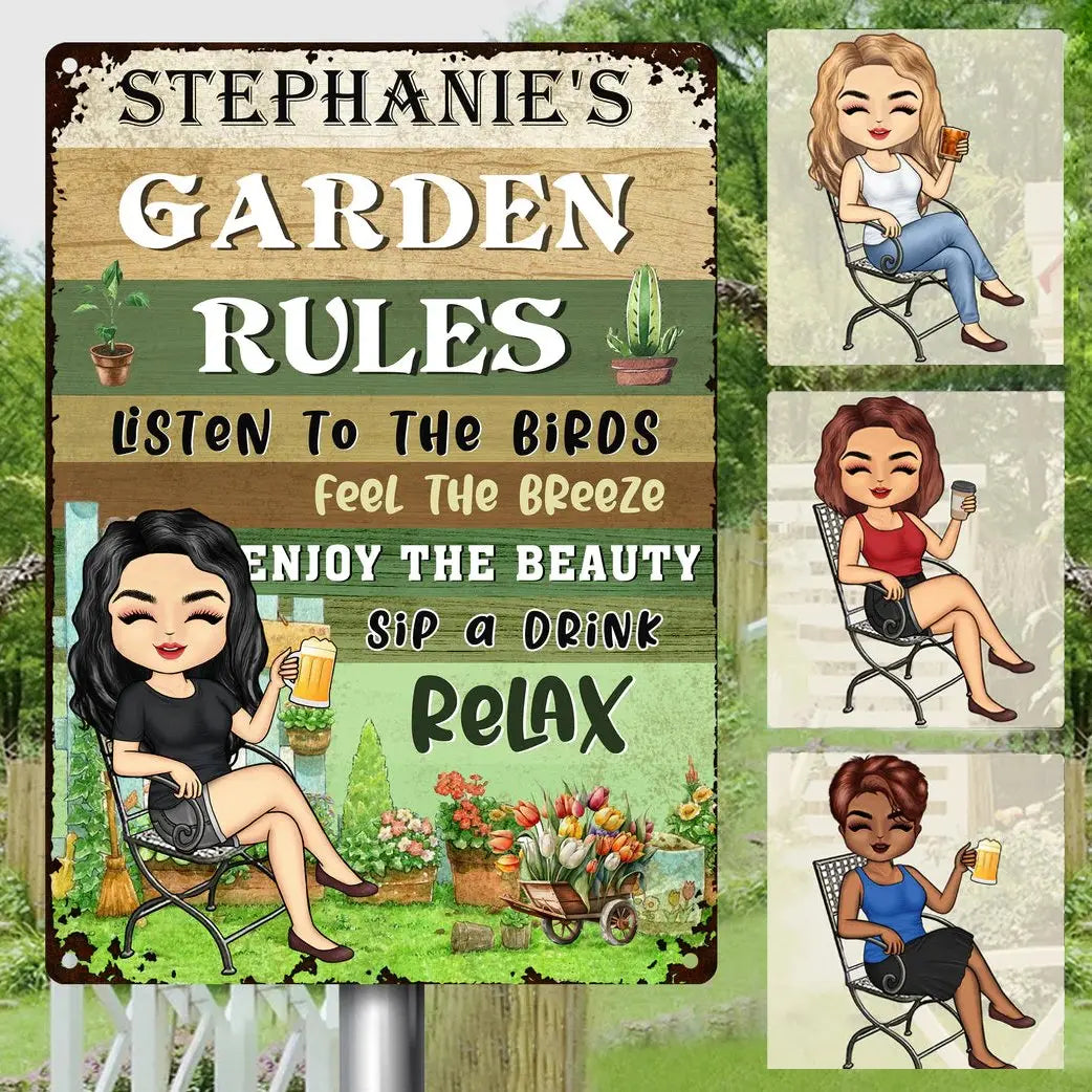 Gardening Lovers - Garden Rules Listen To The Birds - Personalized Metal Sign Metal Sign The Next Custom Gift