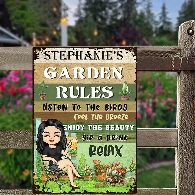 Gardening Lovers - Garden Rules Listen To The Birds - Personalized Metal Sign Metal Sign The Next Custom Gift