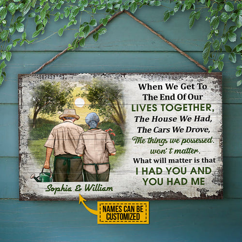 Gardening Old Couple Husband Wife When We Get Custom Wood Rectangle Sign