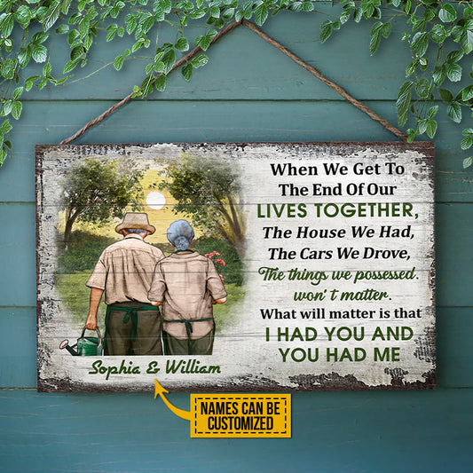 Gardening Old Couple Husband Wife When We Get Custom Wood Rectangle Sign